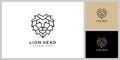 lion head mono line logo vector