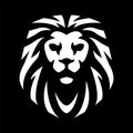 Lion head, monochrome logo symbol on a dark background. Vector illustration. Royalty Free Stock Photo