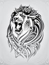 Lion head in the ornament. vector illustration