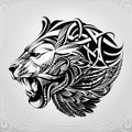 Lion head in the ornament. vector illustration