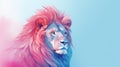 Artistic Lion Wallpaper In Blue And Pink Colors