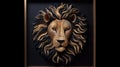 Lion Head Paper Sculpture In Black Wall Frame By Dmitry Vishnevsky
