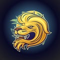 Lion head profile logo, sport team pictogram, tattoo sketch Royalty Free Stock Photo