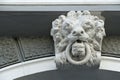 Lion head with ring in jaws of old building in Odesa Ukraine Royalty Free Stock Photo