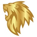 Lion Head Roaring Gold Golden Logo Design Vector