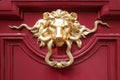 Lion head shaped brass door knocker Royalty Free Stock Photo