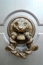 Lion head shaped brass door knocker Royalty Free Stock Photo