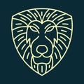 lion head Shield illustration Monoline Vector Logo, king animal vintage badge, creative emblem Design For Tshirt Royalty Free Stock Photo
