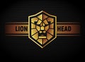 Lion head shield logo