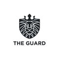 Lion head shield logo template design. Vector illustration. - Vector Royalty Free Stock Photo