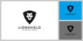 lion head shield logo vector design