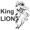 Lion head silhouette, half lion head in black tones isolated on white. Lion king vector. Vector illustration. Royalty Free Stock Photo