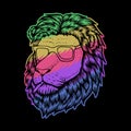 Lion Head Smoke colorful vector illustration Royalty Free Stock Photo