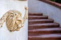 Lion head statue at the enter of a luxury home Royalty Free Stock Photo