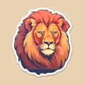 Lion Head Sticker Vector Design Illustration