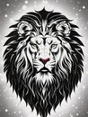 lion head with a tattoo on a black background , Ai Generated Royalty Free Stock Photo