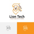 Lion Head Technology Computer Internet Circuit Logo Royalty Free Stock Photo