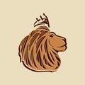 Lion head vector with gold and brown colors Royalty Free Stock Photo