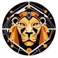 Lion head vector illustration in black and orange colors isolated on white background AI Generated Royalty Free Stock Photo