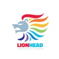 Lion head - vector logo template concept illustration. Abstract positive colorful creative sign. Graphic design element