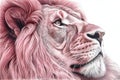 Lion head on white background, digital painting of lion head Royalty Free Stock Photo