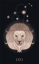 lion head, zodiac sign - leo with stars Royalty Free Stock Photo