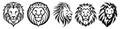 Lion heads vector silhouette illustration. Royalty Free Stock Photo