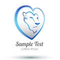 Lion heart icon design - Lion head and love heart emblem Royalty Free Stock Photo