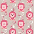 Lion with heart seamless pattern