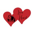 Lion heart T shirt Design with red hearts