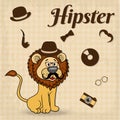 Lion-Hipster With Moustaches