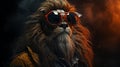 Lion hipster in sunglasses. Summer is close. generative ai