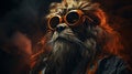 Lion hipster in sunglasses. Summer is close. generative ai