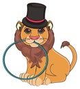 Lion with hoop and hat