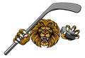 Lion Ice Hockey Player Cartoon Sports Mascot