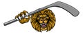 Lion Ice Hockey Player Cartoon Sports Mascot