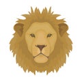 Lion icon in cartoon style isolated on white background. Realistic animals symbol stock vector illustration.