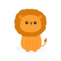 Lion icon. Cute cartoon funny character. Baby animal Royalty Free Stock Photo