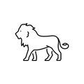 Black line icon for Lion, king of the jungle and animal