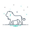 Mix icon for Lion, king of the forest and hunting Royalty Free Stock Photo