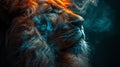 A lion, ideal for dreamscape portraiture with a gigantic scale. Perfect as wallpaper or wall poster background for design