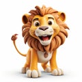 Playful Lion Illustration On White Background