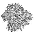 Lion isolated. Animal zentangle ornamental logo Royalty Free Stock Photo