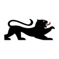 A lion with its front paw raised. Stylized under heraldic images, a drawing of a lion with a black body and a red tongue. The symb Royalty Free Stock Photo