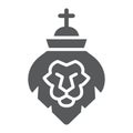 Lion of judah glyph icon, religion and animal, lion head sign, vector graphics, a solid pattern on a white background. Royalty Free Stock Photo