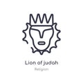 lion of judah outline icon. isolated line vector illustration from religion collection. editable thin stroke lion of judah icon on