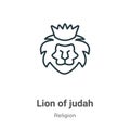 Lion of judah outline vector icon. Thin line black lion of judah icon, flat vector simple element illustration from editable Royalty Free Stock Photo