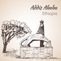 Lion of Judah statue - Addis ababa. Sketch. Royalty Free Stock Photo