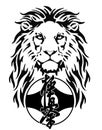 The Lion and Karate kyokushin kanku original simbol, drawing for tattoo, on a white background, illustration