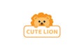 Lion kids cute head with banner cartoon logo icon vector illustration Royalty Free Stock Photo